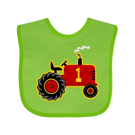 

Inktastic Red Tractor 1st Birthday Gift Baby Boy Bib