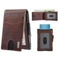 thumbnail image 1 of Funda plegable Wallet Umoven de piel con bloqueo RFID, marrón y rojo, 1 of 6