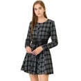 thumbnail image 1 of INSPIRE CHIC Robe Chemise Décontractée à Manches Longues Imprimé à Carreaux Ceinturée Ligne A pour Femmes, 1 of 6