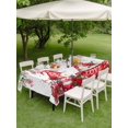 thumbnail image 3 of Outdoor Tablecloth with Umbrella Hole and Zipper, Red Gnomes Rectangle Table Cloth 52x70 Inch Waterproof Tablecloth, Valentine's Day Love Roses Leaves White Picnic Table Cover for Patio Camping, 3 of 7