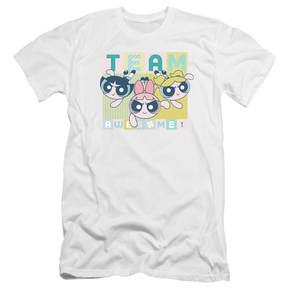 Powerpuff Girls Awesome Block HBO S/S Adult 30/1 T-Shirt White