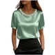 thumbnail image 3 of TaTaai Women's Office Casual Top Short Sleeve Round Neck Pearl Accent Solid Color Summer Blouse Professional Loose Fit Shirt Gift, 3 of 5