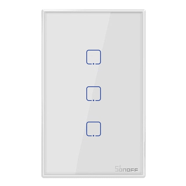 Interruptor inteligente,SONOFF T2US3C-TX Interruptor de luz de pared WiFi inteligente de 3 bandas 433 MHz Aplicación de con Meterk Interruptor inteligente