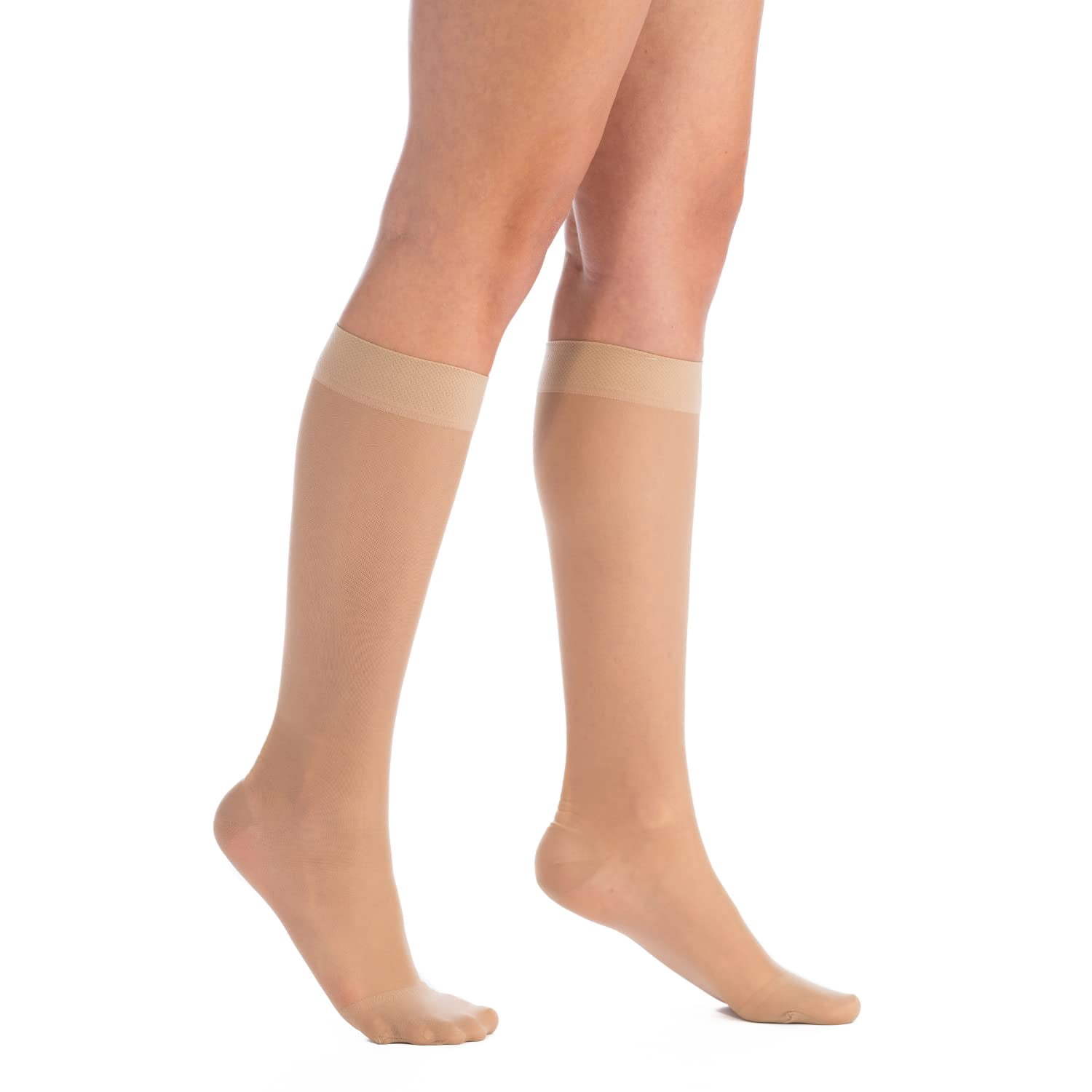 EvoNation Women's Knee High Compression Socks 15-20 mmHg – Sheer Graduated Support Stockings