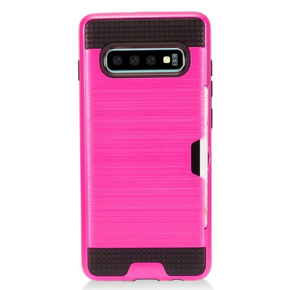 GSA Brushed Hybrid Case Credit Card Slot for Samsung S10 (6.1") Hot Pink