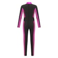 thumbnail image 4 of Alvivi Kids Girls Metallic Color Block Jumpsuit Long Sleeve Zipper Dance Bodysuit Gymnastics Unitard Hot Pink 12, 4 of 7