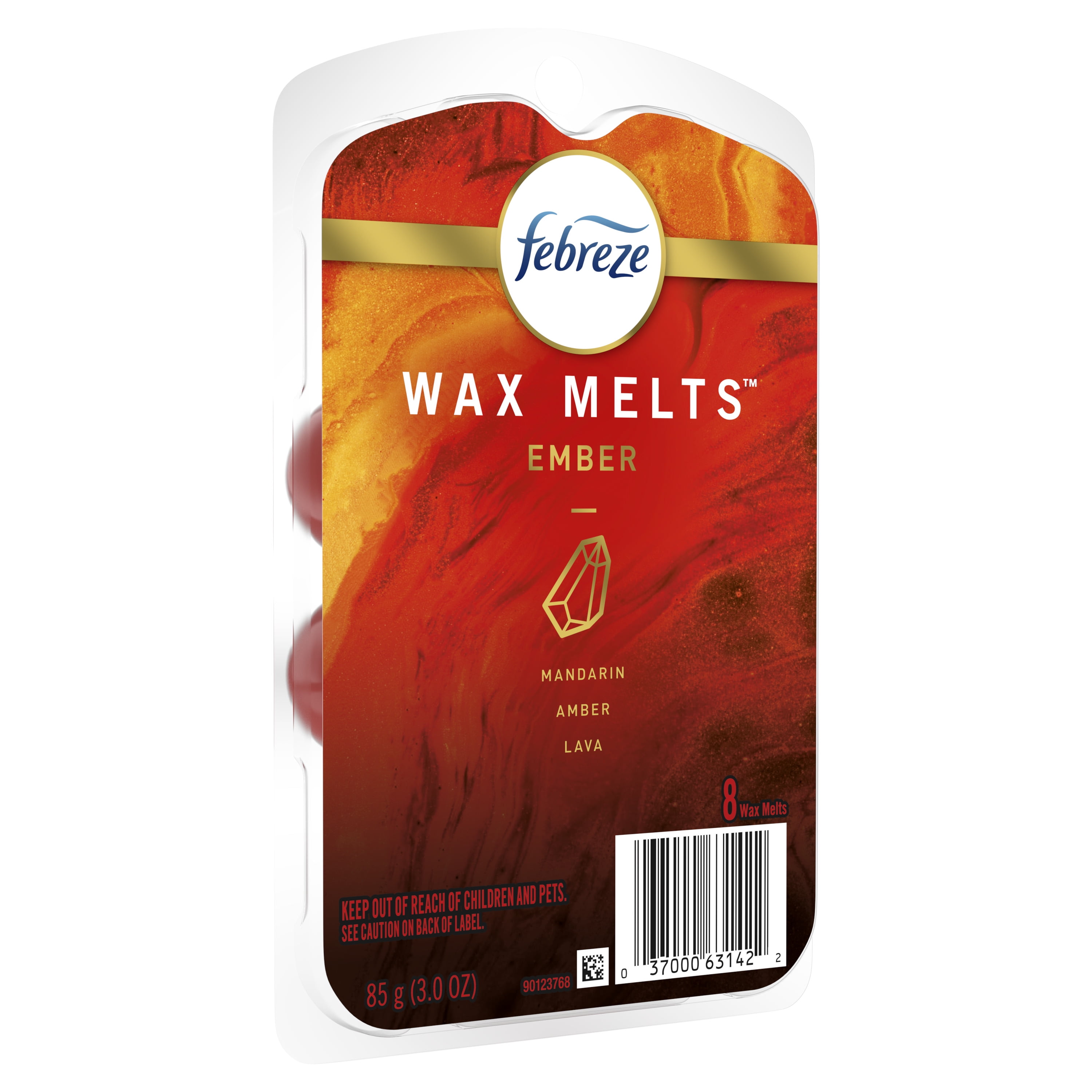 Febreze Wax Melts, Air Freshener, Pack of 6, 3 Ocean Scent and 3 Ember Scent, 6 Wax Melt Cubes per Pack