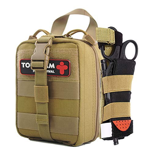 IFAK Trauma First Aid Kit, Micro Rip Away Molle Med Pouch, Fully Stocked Small Tactical Medical