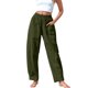 thumbnail image 1 of Pantalones elásticos de lino de cintura alta para mujer, informales: pantalones ligeros de verano para hacer ejercicio, 1 of 8