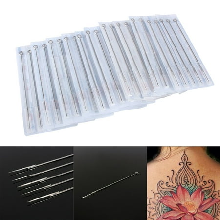 EECOO Sterile Tattoo Needles 50Pcs Disposable Professional Mixed Sterilized Stainless Steel Round Liner Tattoo