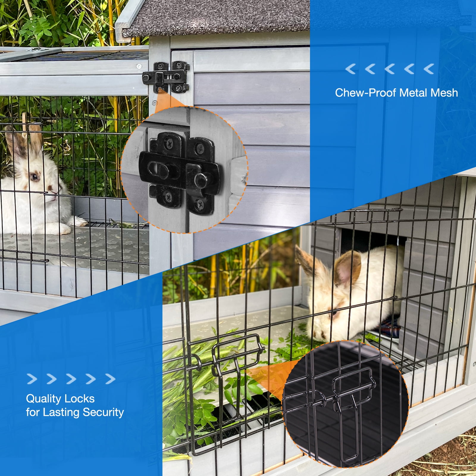 Suumerpety Rabbit Hutch Indoor Large Bunny Cage with Double House and Run Outdoor Guinea Pig House On Wheels for Bunny and Other Small Animals