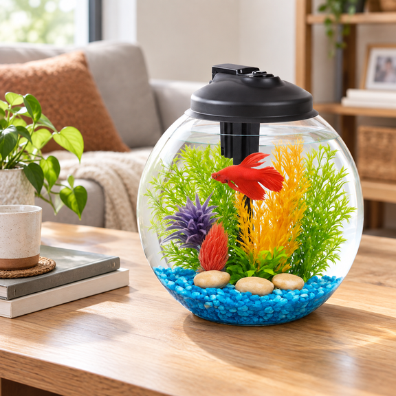 L26 3 Gallon Impact-Resistant Plastic Aquarium Starter Kit for Bettas and Tropical Fish