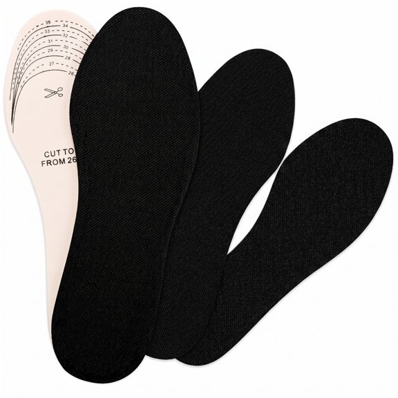 BlinkLLX 2 Pairs Kids Insoles Shoe Inserts Children Memory Sponge Insoles Washable Replacement Breathable Latex, Cutting Size Soft Women Toddler Shoe Filler for Spring Summer(Black)