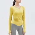 thumbnail image 2 of Prolriy Athletic Gym Workout Tops for Women, Women's Spring New Yoga Top V Neck Nude Fitness Top with Chest Pads Shirts for Women, Womens Tops Yellow L, 2 of 4