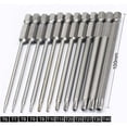 thumbnail image 2 of Juego de 11 puntas Torx largas para destornilladores y atornilladores eléctricos - Puntas magnéticas - Vástago hexagonal de 1/4" - Tamaños T6 a T40 - Longitud 100 mm, 2 of 5