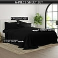 thumbnail image 3 of 21-INCH EXTRA DEEP POCKETS - 6 PC Twin Sheet Set - (Extra Pillowcases, Fitted & Flat) 400-Thread-Count 100% Egyptian Cotton, Soft Breathable 400TC Cotton- Black, 3 of 7
