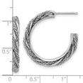 thumbnail image 2 of 925 Sterling Silver Rhodium Plated Polish Textured Twisted J-hoop Post Earrings 25x25mm Wide 2.95mm Thick Hoop Earring f, 2 of 2