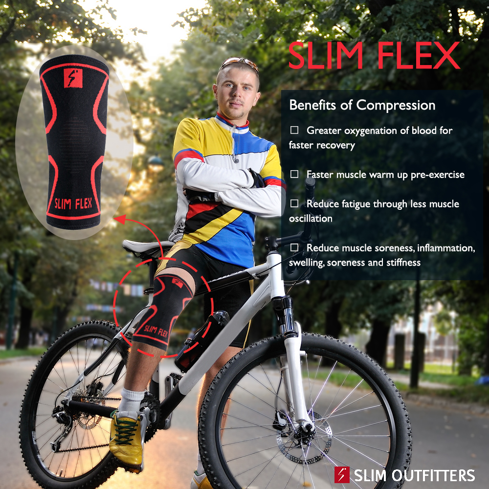 Slimflex Knee Compression Sleeve - Best Knee Brace for Knee Pain for Men & Women – Knee Support for Running, Basketball, Weightlifting, Gym, Workout, Sports - Pair (Large)