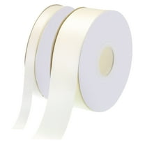 50 Yard Satin Ribbon for Gift Wrapping 3/8" & 1" Grosgrain Valentines Ribbon, Cream White(25 Yards/Each Roll)
