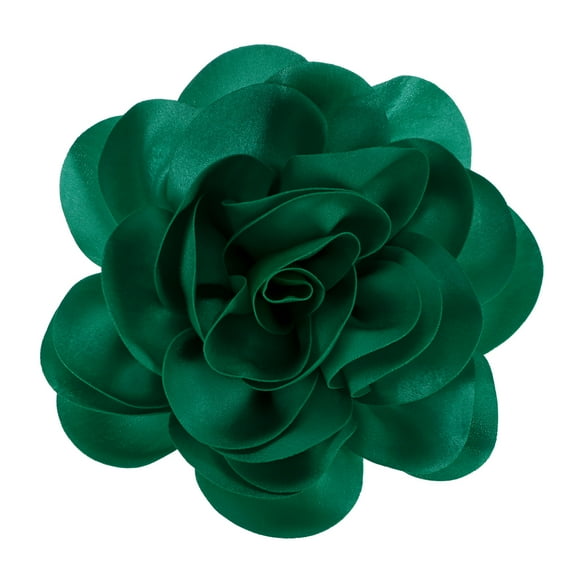 Extra Large Rose Flower Brooches, 7.87 Inch Lapel Pins Dainty Satin Fabric Big Camellia Flower Hair Clip For Women Wedding/Dance/Clothes/Accessories/Party [20cm, Dark Green]