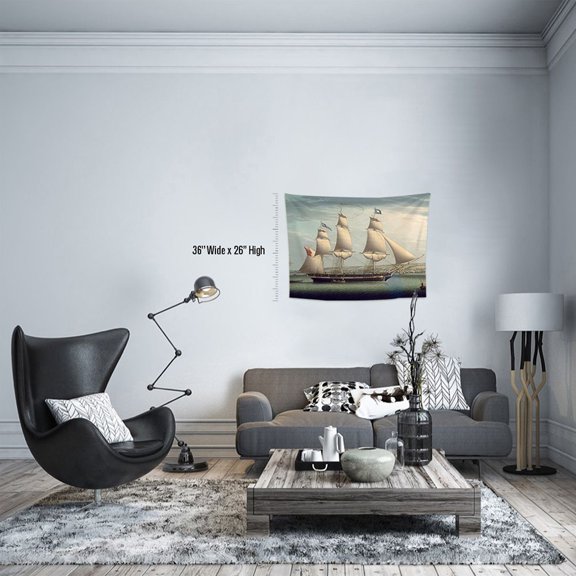 3S Brother's World Classic Art Masterpiece Tapestry Series - The Ship "Favorite" Maneuvering Off Greenock Classical Art Tapestry Antique Vintage Collection Home Décor - Made in Turkey (39"Wx47"L)