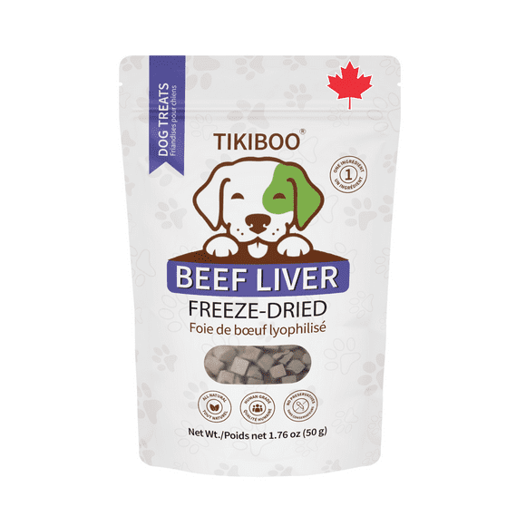 TIKIBOO Beef Liver Dog Treats, Freeze-Dried Treats for Dogs 50g