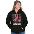 thumbnail image 4 of Survivor Breast Cancer Pink Ribbon Zip Hoodie Sweatshirt Women Brisco Brands L, 4 of 6