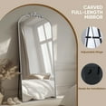 thumbnail image 4 of Antok 64"x21" Vintage Arched Full-Length Mirror with Carved Metal Frame, Baroque-Style Floor Mirror for Living Room, Bedroom, Entryway or Hallway Decor, Sliver, 4 of 7