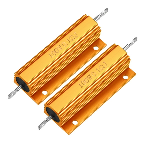 2Pcs Aluminum Case Resistor 100W 0.1 R Wirewound Yellow