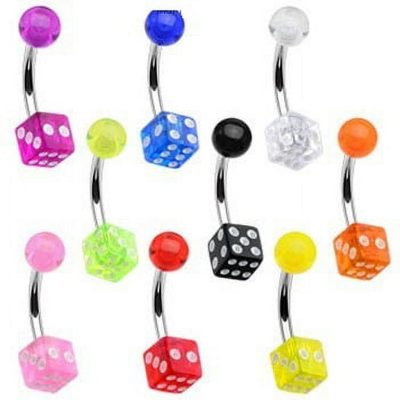 Dice Belly Ring UV (White)