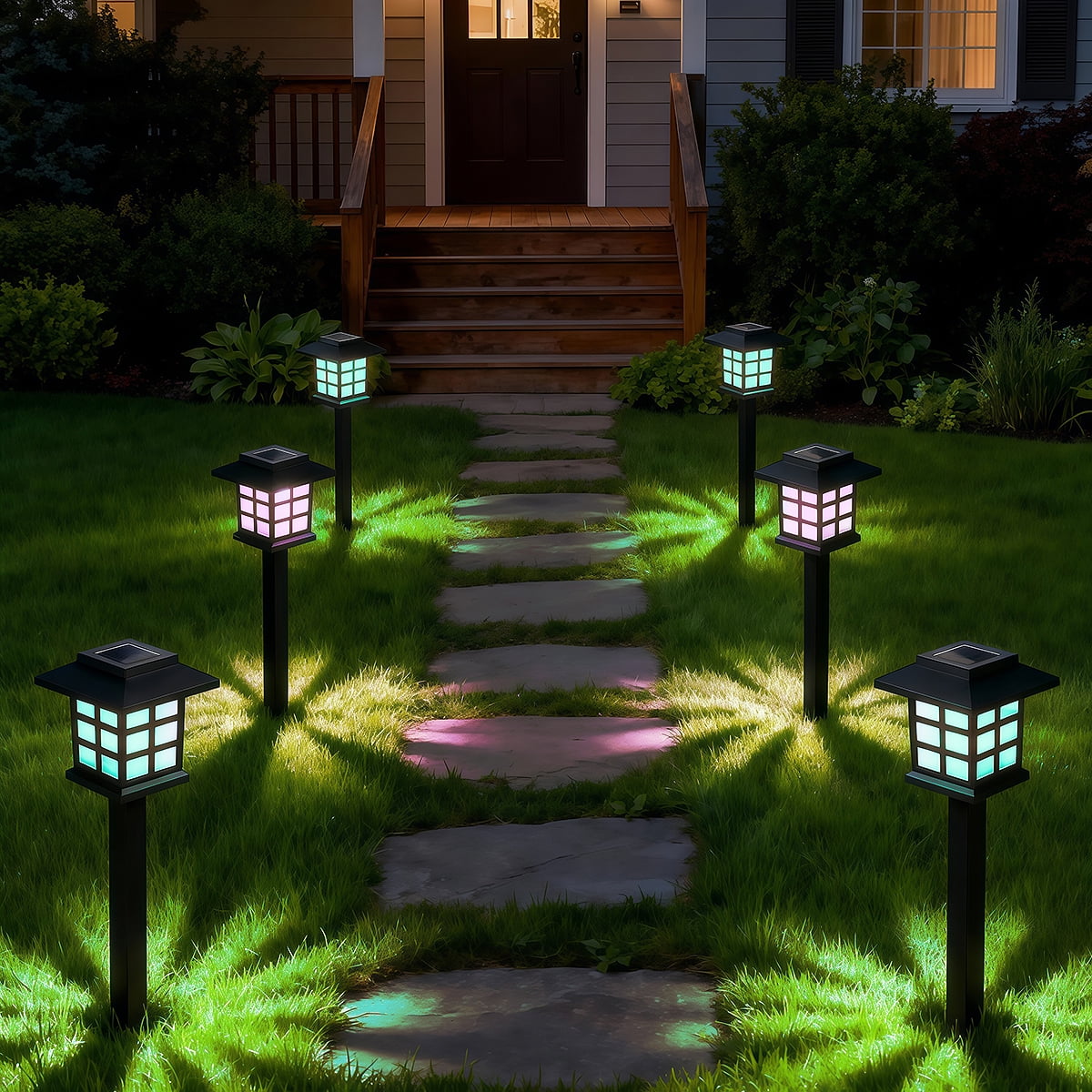 24 Pack Solar Lights Outdoor Decorative, Solar LED Waterproof Pathway Lights Outdoor, Solar Powered Retro Garden Yard Lights for Garden, Landscape, Path, Yard, Patio, Multicolour