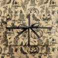 thumbnail image 3 of Kraft Autumn Wrapping Paper Roll, Mini Roll, Vintage Black Skull, Spider, Pumpkin and Gothic Floral Design Kraft Gift Wrap for Fall Holiday and Halloween Party, 17 Inches x 16.4 Feet, 3 of 8