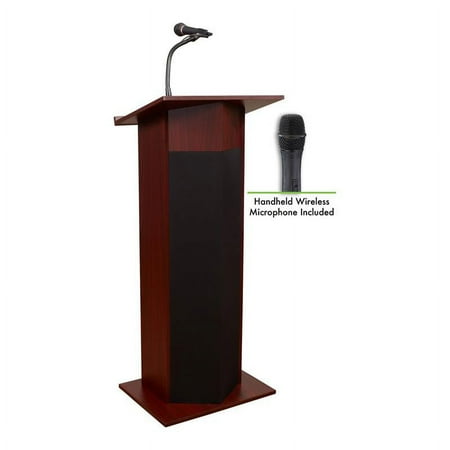 UPC: 0604747151553 | Oklahoma Sound 46  Power Plus Lectern with Wireless Handheld Mic in Mahogany