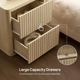 thumbnail image 4 of 24.4-Inch Tall Coastal Oak Fluted Nightstand with 2 Drawers, Wide Bedside End Table for Bedroom or Living Room, 4 of 9