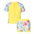 thumbnail image 1 of YONGHS Kids Girls 2pcs Tankini Bathing Suit Short Sleeve Rash Guard Beach Swimwear Swimsuit Yellow Asteroidea 4, 1 of 8