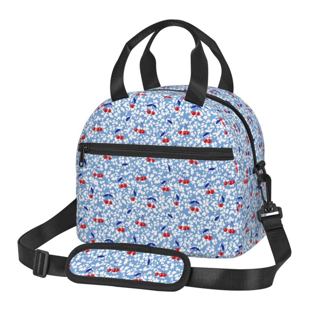 Fotbe Red Cherries Bolsa de Almuerzo con Estampado, Lonchera Aislada, Contenedores de Comida Reutilizables Tipo Cooler a Prueba de Fugas