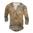 thumbnail image 1 of T Shirt Men Male Patchwork Color Crew Neck Button Up Large Size Digital Printed Long Sleeve Athletic Shirts Mens Yellow XXXXL, 1 of 3