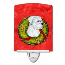 Caroline's Treasures SS4196CNL White Boxer Cristmas Wreath Ceramic Night Light, 6x4x3", multicolor