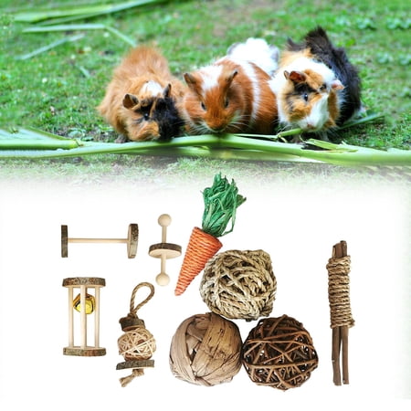 EHJRE Guinea Pig Toy Bunny Toy,Chinchilla Snacks Toys,Hamster Chew Toy,Natural Wood Dumbells for Gerbil,Hamster,Rabbit,Small Animal Molar Accessories , J J