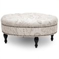 thumbnail image 1 of Palfrey Script Print Ottoman in Beige, 1 of 2