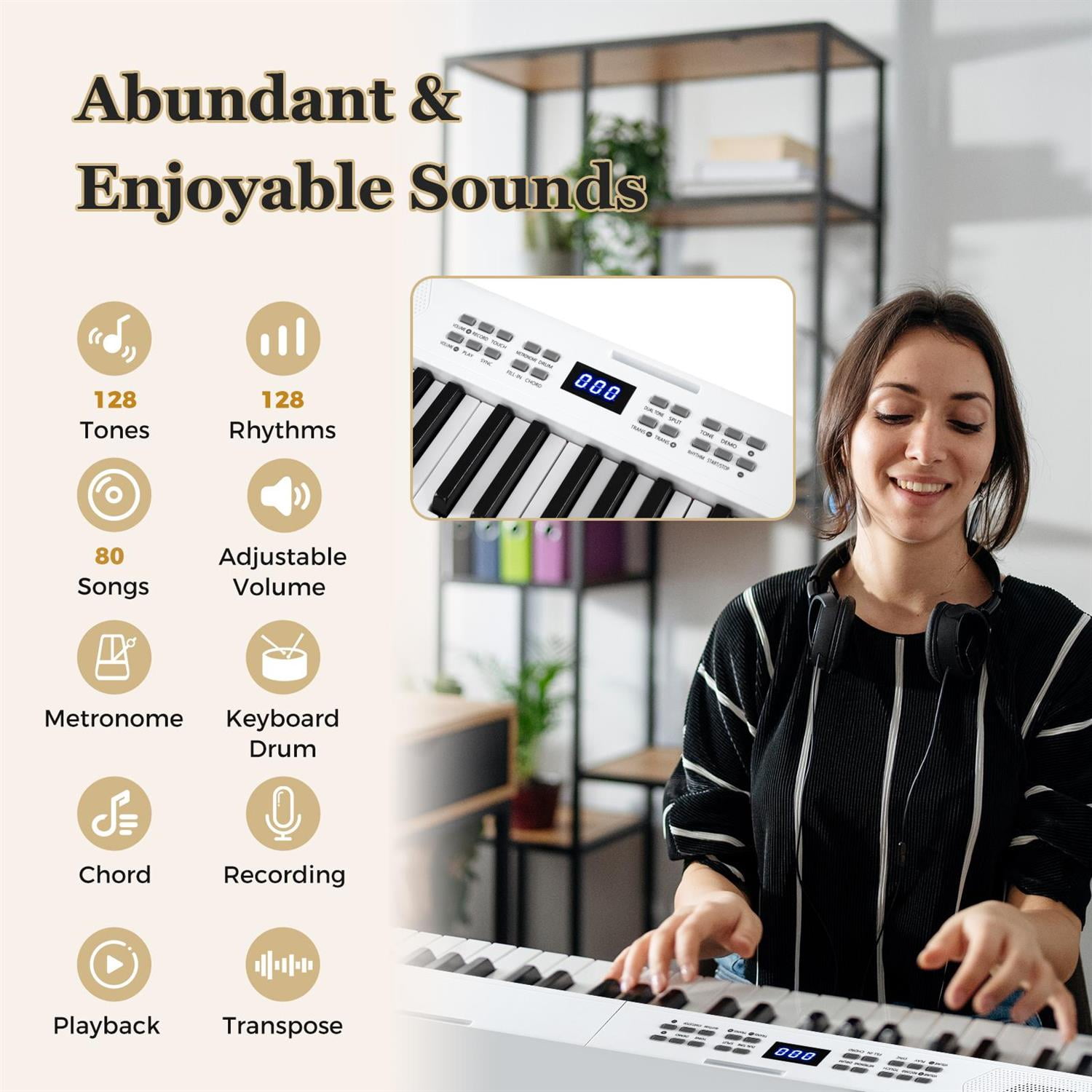 Demifill Home & Stage 88-Key Keyboard Piano Set, 800 Timbres & 600 Rhythms, Adjustable Stand, Black