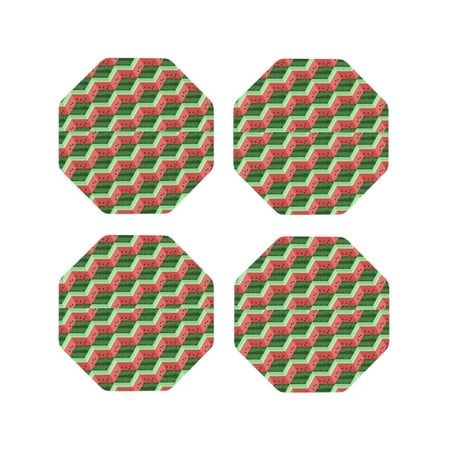 

Tideii Geometric Watermelon for Leather Coasters 4 Pieces Anti-fouling and Anti-scalding Decorative Coasters Suitable for Restaurants Kitchens Coffee Shops-Octagon
