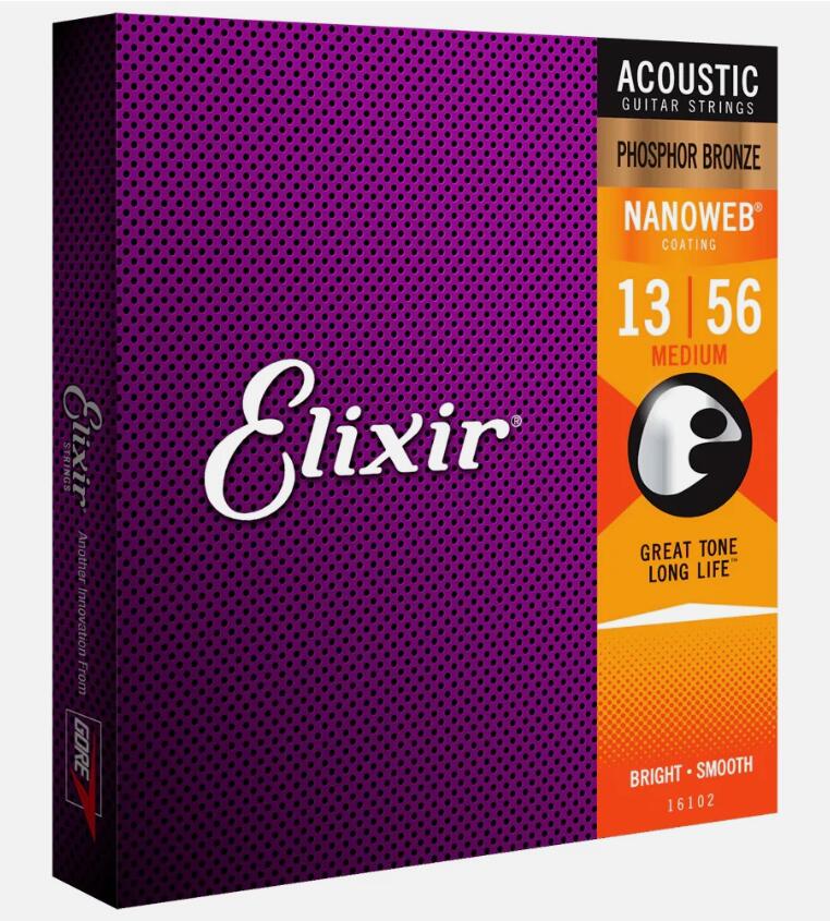 3-Pack! Elixir Medium 13-56 Acoustic Phosphor Bronze Nanoweb 16102