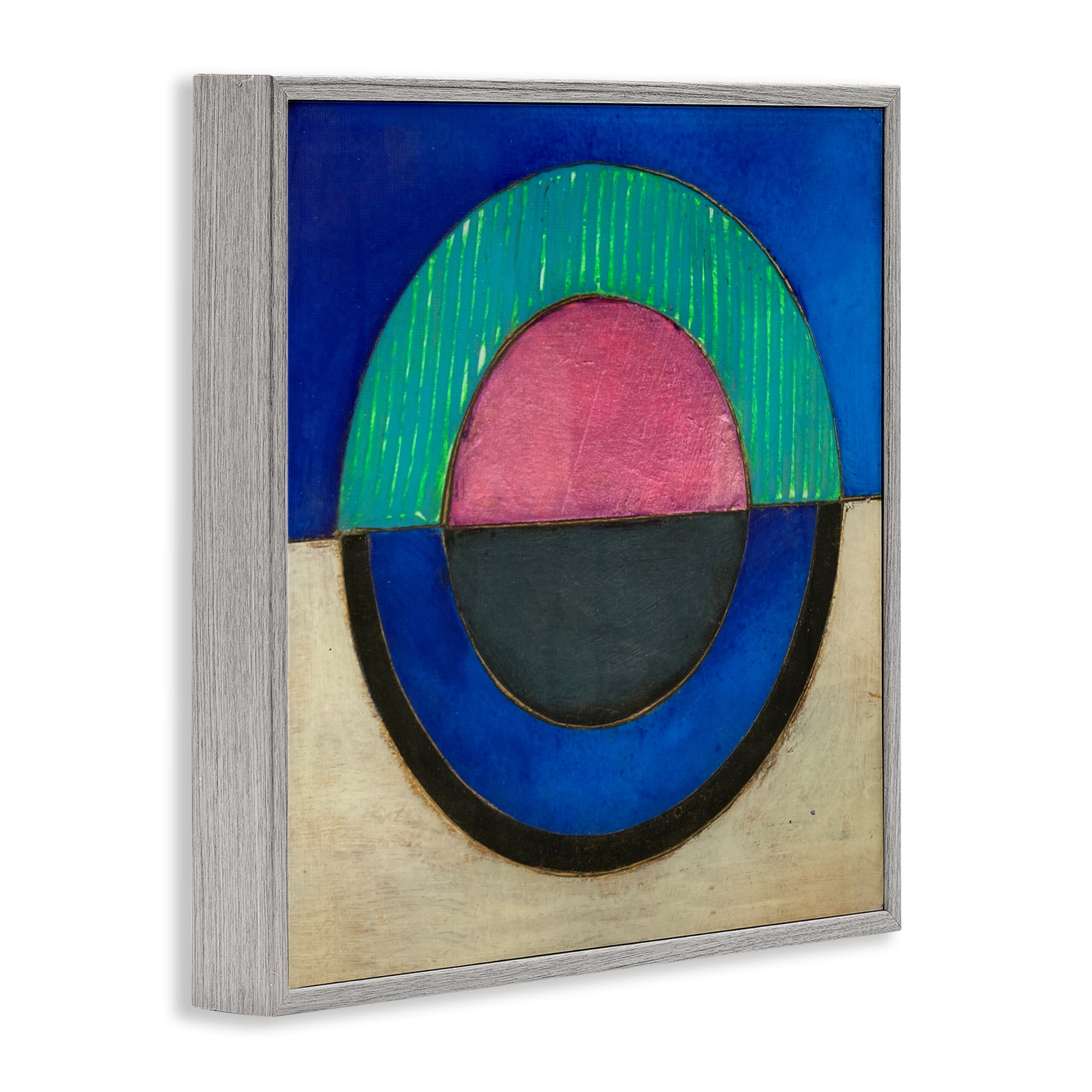 Stupell Industries Blue Toned Distressed Circle Gray Framed Giclee Art, design by Matthew Finger