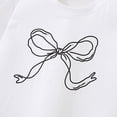 thumbnail image 4 of Krdevn Girls Solid Color Short Sleeve T-Shirt with White Bow Graphic Casual Cotton Tee Size:2-3 Years, 4 of 7