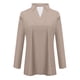 thumbnail image 3 of MHFRRA Camiseta de Manga Larga con Cuello En V y Solapa para Mujer, Color Liso, Talla 4 Caqui, 3 of 3