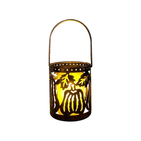 

Tarmeek Fall Decor Halloween Hollow Wrought Iron Candle Holder Small Lantern Led Atmosphere Basket Maple Pumpkin Halloween Autumn Deocrations for Garden
