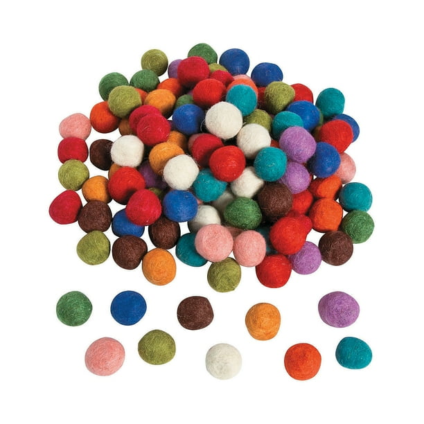 Assorted Wool Felt Pom Poms Craft Supplies 120 Pieces