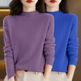 thumbnail image 1 of Chandail à Col Rond pour Femmes, Automne et Hiver, 2 Pcs, Couleur Unie, Doux et Confortable, 1 of 4