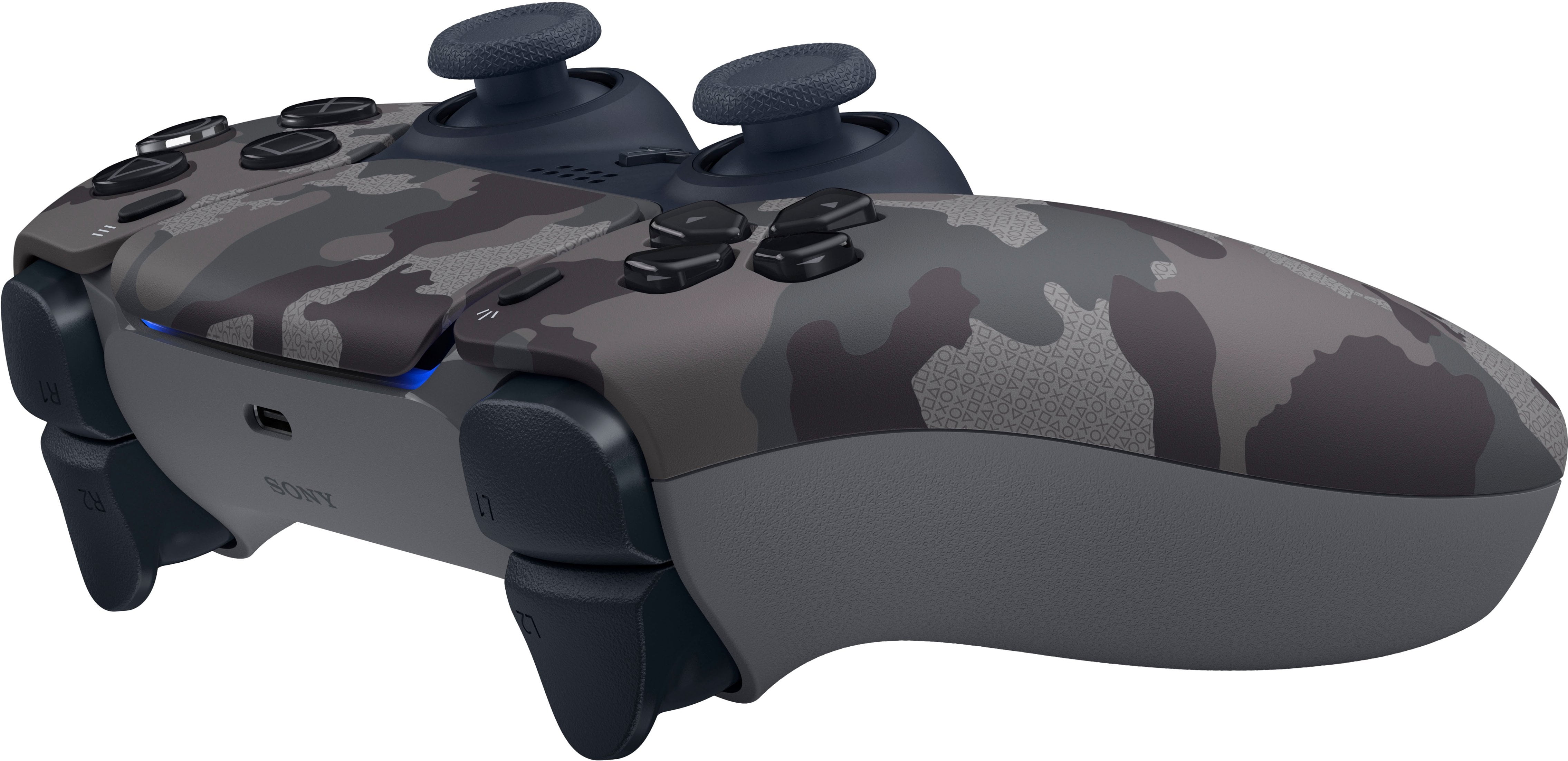 PlayStation 5 DualSense Controller Gray Camouflage with Horizon Forbidden West and Mytrix Hard Shell Controller Protective Case - 3 in 1 Bundle for PS5